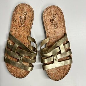 OshKosh B’gosh Gold Sandals Girls Size 2 Metallic Cork Footbed